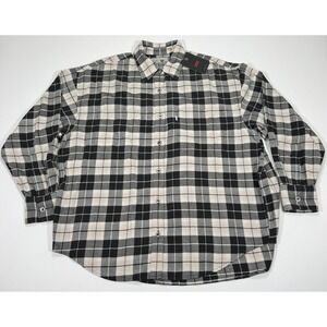Levi's SilverTab Mens L Black Off White Plaid Flannel Button Down Long Sleeve